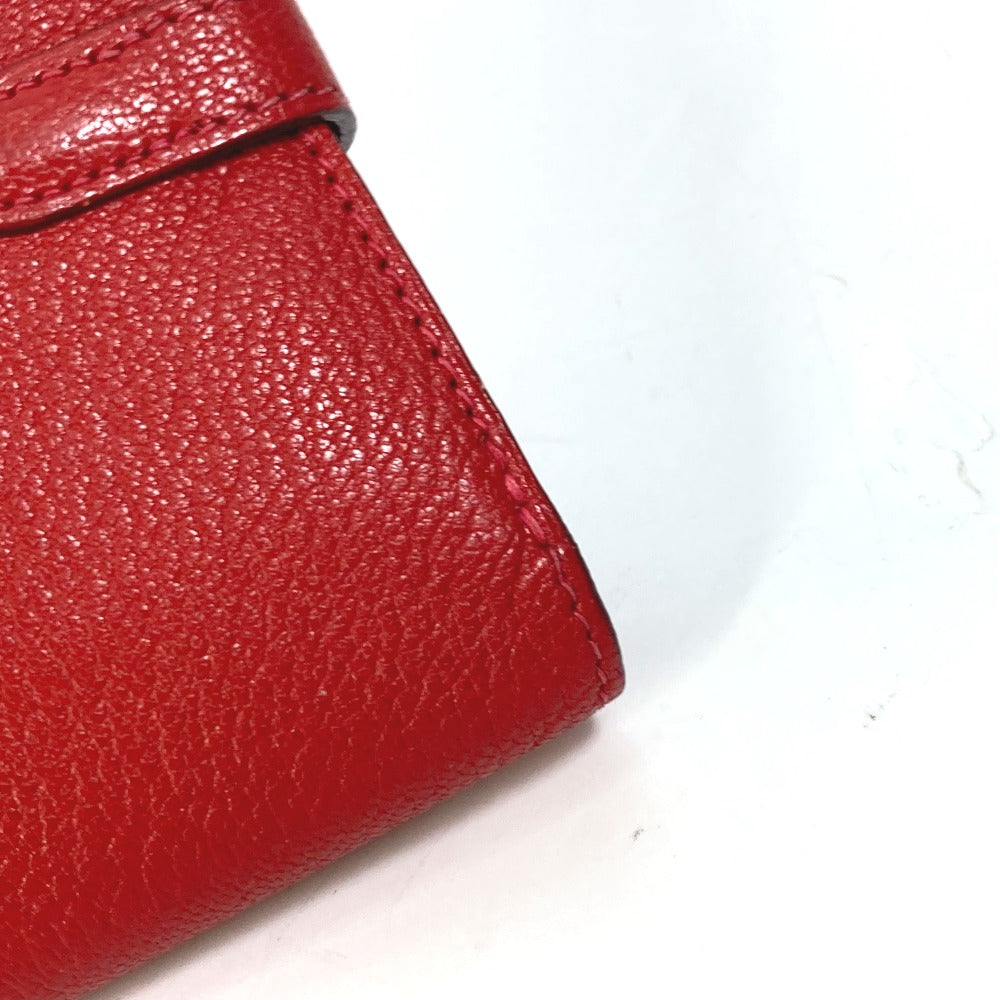 HERMES Trifold wallet Shave Red Kelly wallet medium Women Used Authentic