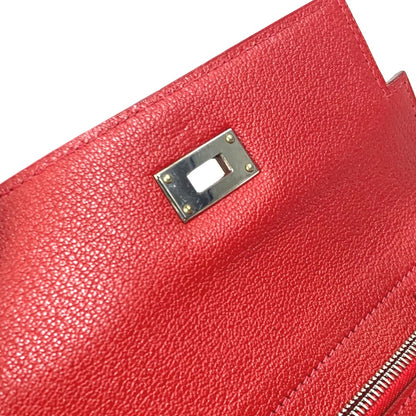 HERMES Trifold wallet Shave Red Kelly wallet medium Women Used Authentic