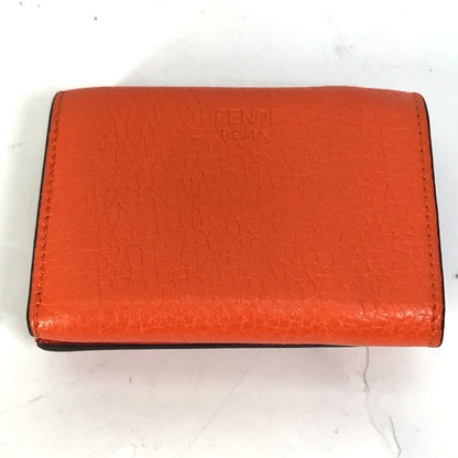 FENDI Trifold wallet 8M0426 leather Orange Peekaboo Women Used Authentic