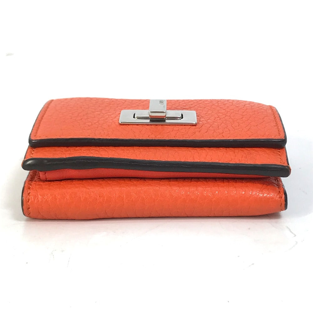 FENDI Trifold wallet 8M0426 leather Orange Peekaboo Women Used Authentic