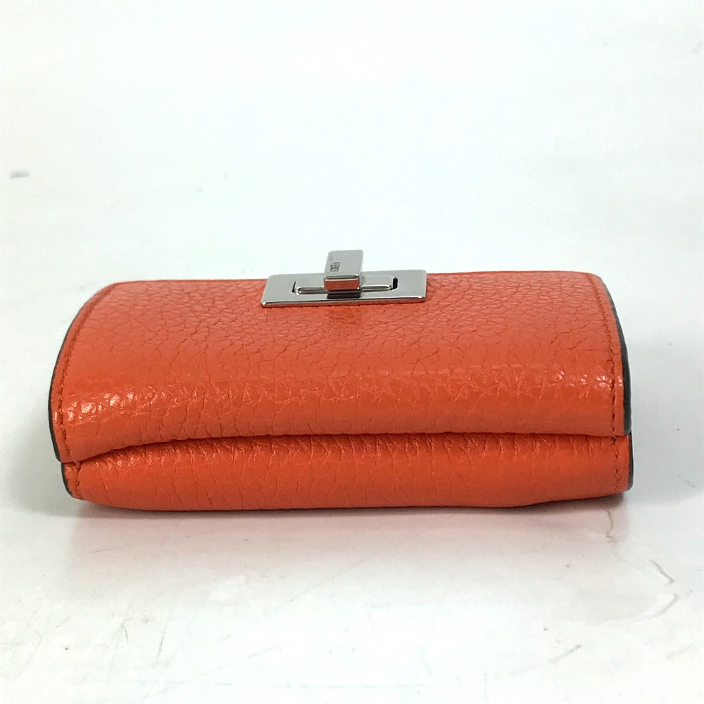 FENDI Trifold wallet 8M0426 leather Orange Peekaboo Women Used Authentic