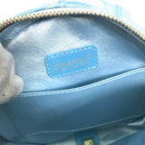 CHANEL Pouch Round type with strap COCO Mark New travel line Nylon canvas blue Women Used Authentic