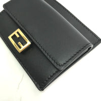 FENDI Coin case Coin Pocket Wallet baguette card holder leather 8M0423 black Women Used Authentic