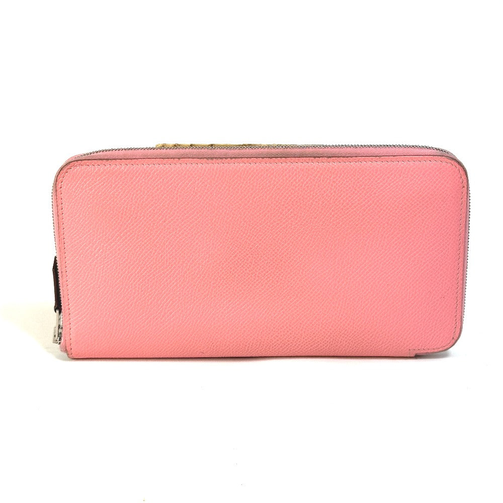 HERMES Long Wallet Purse Epsom pink Azap long silk in Women Used Authentic