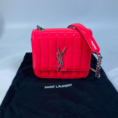 SAINT LAURENT PARIS Shoulder Bag 538439 Patent leather Pink type YSL vicky small Women Used Authentic