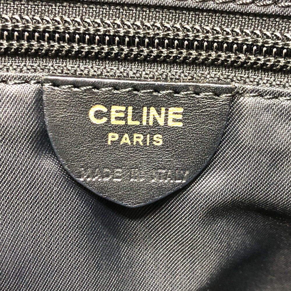 CELINE Shoulder Bag Nylon / leather black Circle logo vintage Women Used Authentic