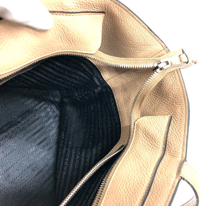 PRADA Tote Bag 1BG203 leather beige logo Women Used Authentic