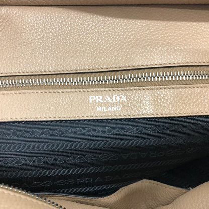 PRADA Tote Bag 1BG203 leather beige logo Women Used Authentic