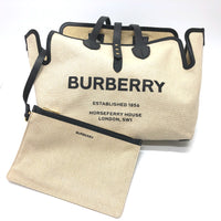 BURBERRY Tote Bag bag large logo soft belt Canvas / leather 80313181 beige Women Used Authentic