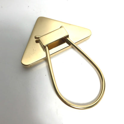 PRADA Key ring 1PP301 Saffiano Leather, Gold Plated Red Triangle logo plate Women Used Authentic