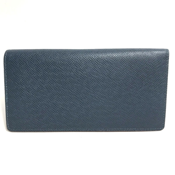 LOUIS VUITTON Long Wallet Purse long wallet bifold Taiga Portefeuille Braza Taiga Leather M30662 blue mens Used Authentic