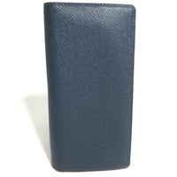 LOUIS VUITTON Long Wallet Purse M30662 Taiga Leather blue Taiga Portefeuille Braza mens Used Authentic