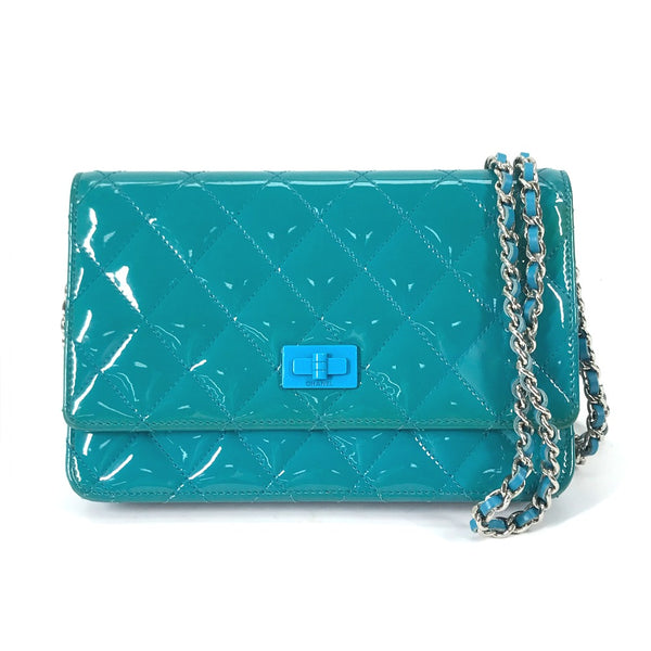 CHANEL Shoulder Bag Chain Wallet Long Wallet Purse Crossbody 2.55 Hardware Matrasse quilting enamel Blue type Women Used Authentic