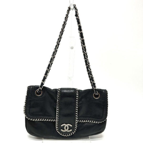 CHANEL Shoulder Bag Chain CCCOCO Mark leather black Women Used Authentic