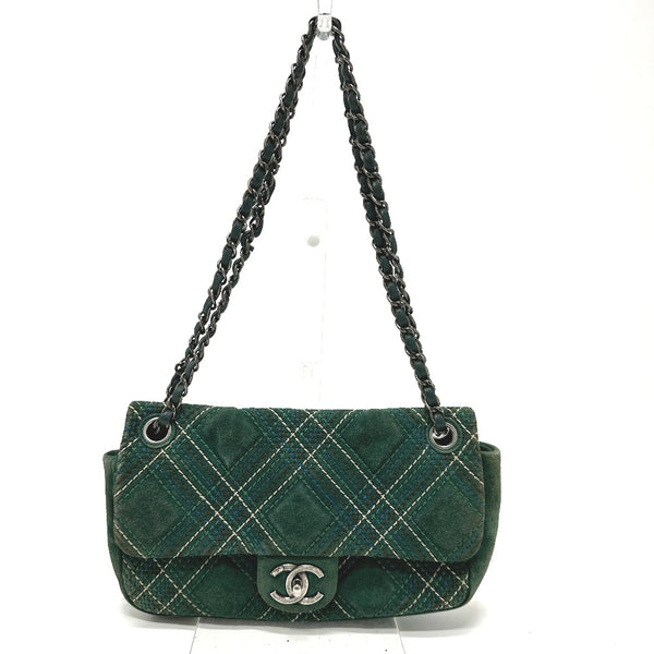 CHANEL Shoulder Bag CC COCO Mark Matrasse 25 suede green Women Used Authentic