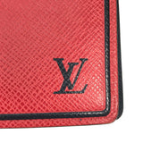 LOUIS VUITTON Folded wallet M63437 Taiga Leather Red Taiga bicolor Portefeuille Braza mens Used Authentic