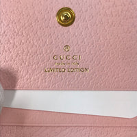 GUCCI Folded wallet GG Marmont Flora Flower Pattern Compact wallet Canvas / leather 577347 pink Women Used Authentic