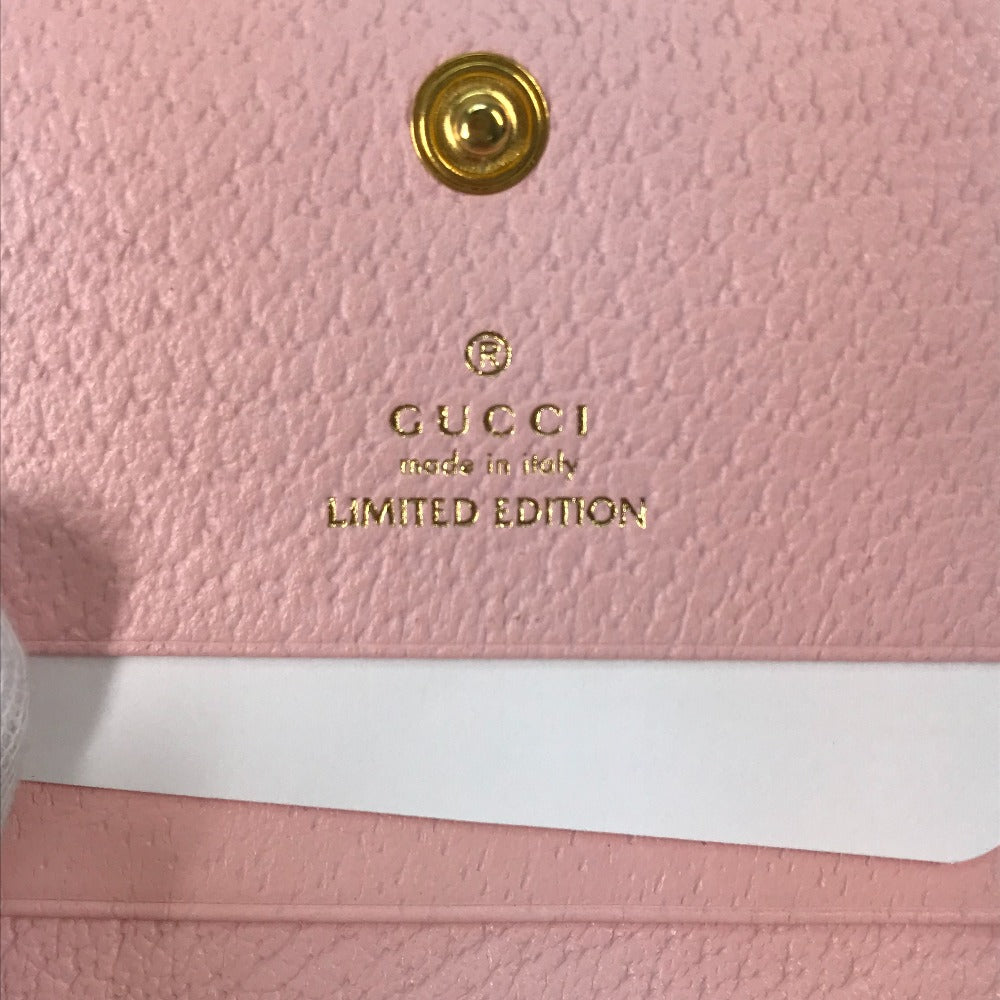 GUCCI Folded wallet 577347 Canvas / leather pink GG Marmont Flora Flower Pattern Compact wallet Women Used Authentic