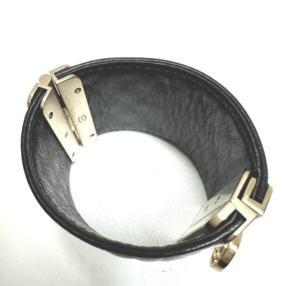 CHANEL Bangle leather black CC COCO Mark Matrasse Women M Used Authentic