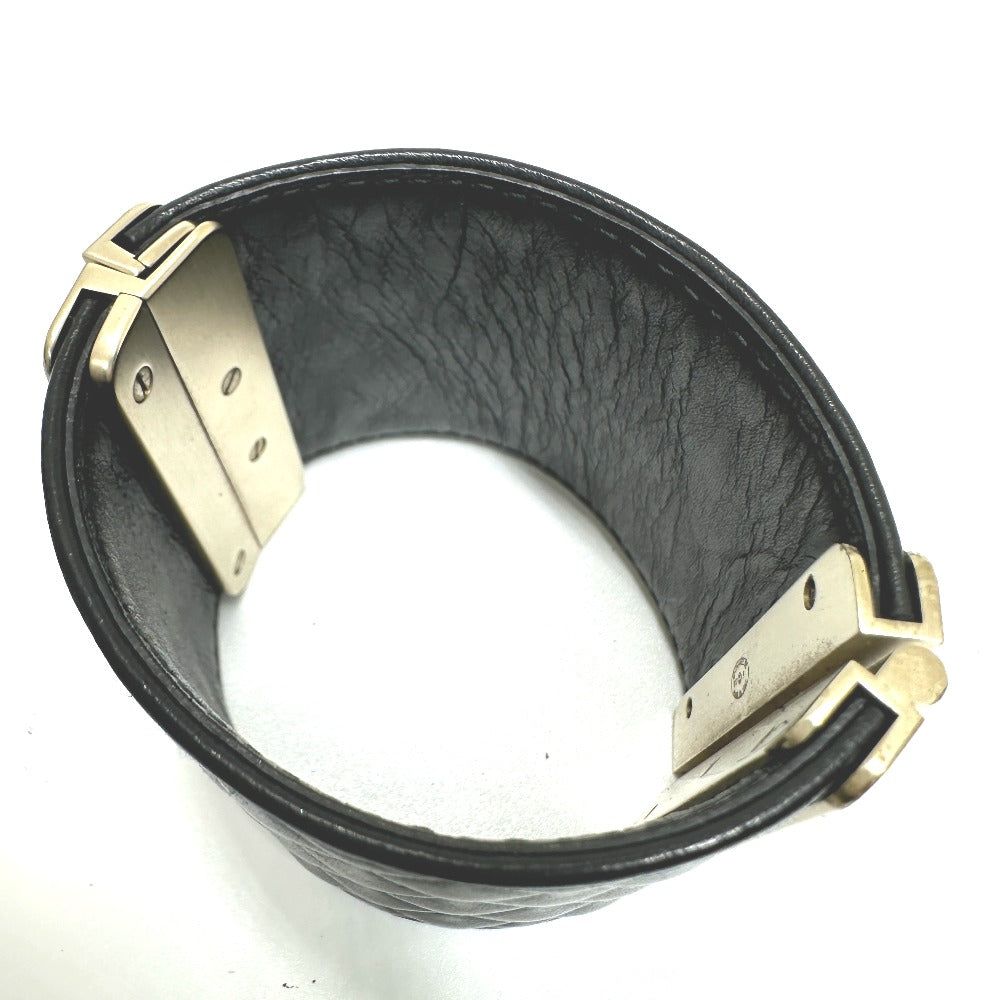 CHANEL Bangle leather black CC COCO Mark Matrasse Women M Used Authentic