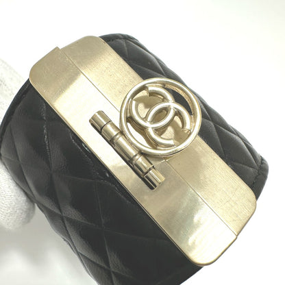 CHANEL Bangle leather black CC COCO Mark Matrasse Women M Used Authentic