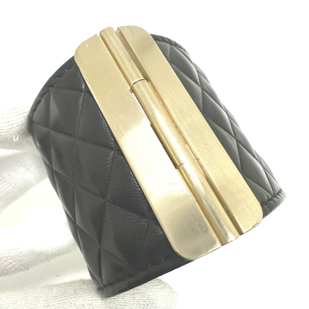 CHANEL Bangle leather black CC COCO Mark Matrasse Women M Used Authentic