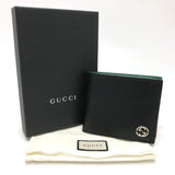GUCCI Folded wallet Interlocking G leather 610466 black mens Used Authentic