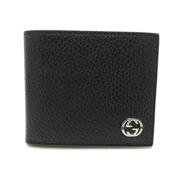 GUCCI Folded wallet Interlocking G leather 610466 black mens Used Authentic