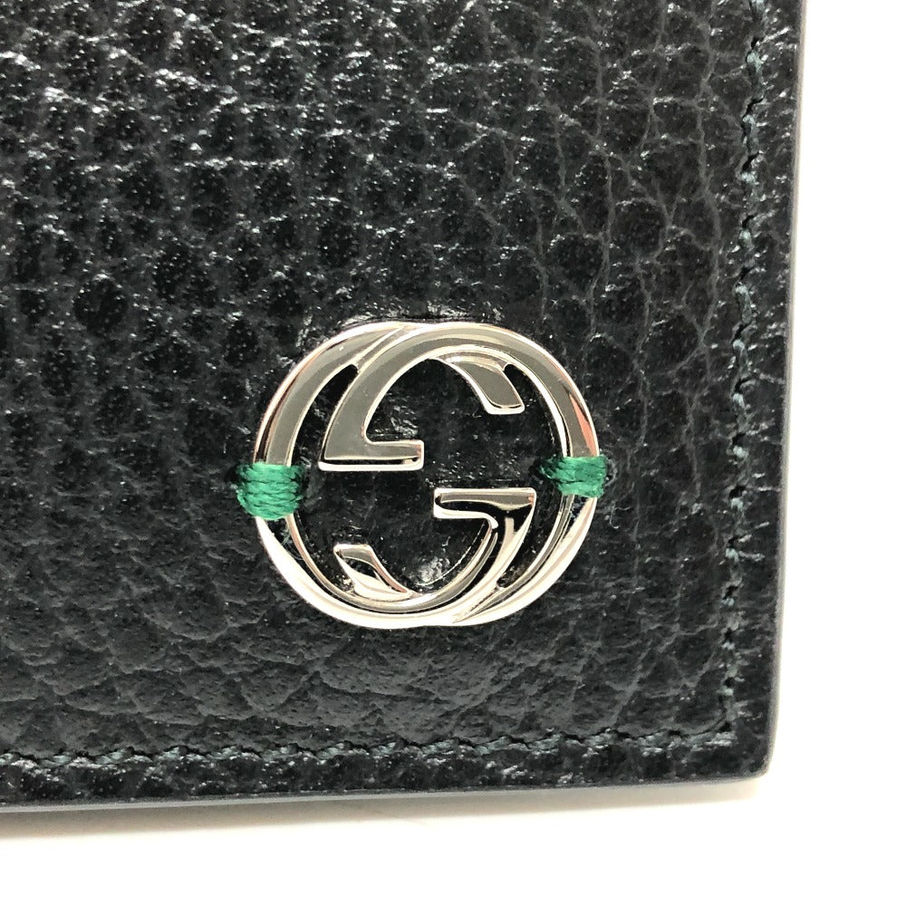 GUCCI Folded wallet 610466 leather black Interlocking G mens Used Authentic