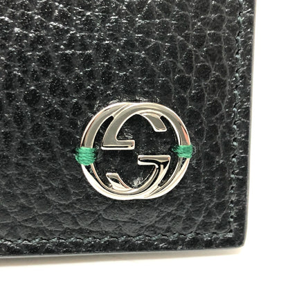 GUCCI Folded wallet 610466 leather black Interlocking G mens Used Authentic