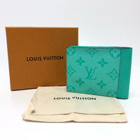 LOUIS VUITTON Folded wallet M30897 Monogram canvas Mint green Taigalama Portefeuille mens Used Authentic