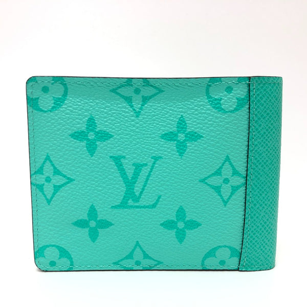 LOUIS VUITTON Folded wallet M30897 Monogram canvas Mint green Taigalama Portefeuille mens Used Authentic