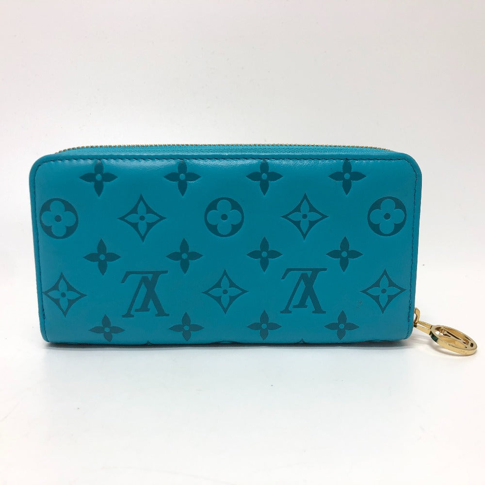 LOUIS VUITTON Long Wallet Purse M81512 leather turquoise blue Monogram emboss Zippy wallet Women(Unisex) Used Authentic