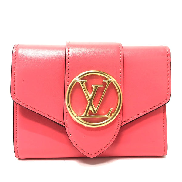 LOUIS VUITTON Trifold wallet M69177 leather pink LV circle Portefeuille LV Pont Neuf Compact Women Used Authentic