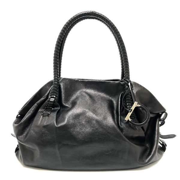 Salvatore Ferragamo Handbag Bag Gancini leather EZ-21A056 black Women Used Authentic