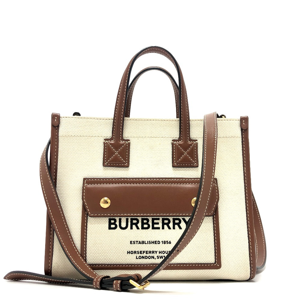 BURBERRY Handbag 80441431  Canvas / leather beige logo Mini Freya Women Used Authentic