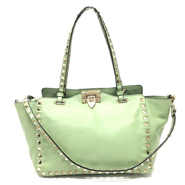 Valentino Garavani Shoulder Bag 2WAY bag bag Rock studs leather green Women Used Authentic