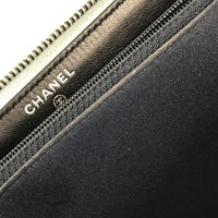CHANEL Long Wallet Purse Zip Around airline triple coco Long wallet leather black Women Used Authentic