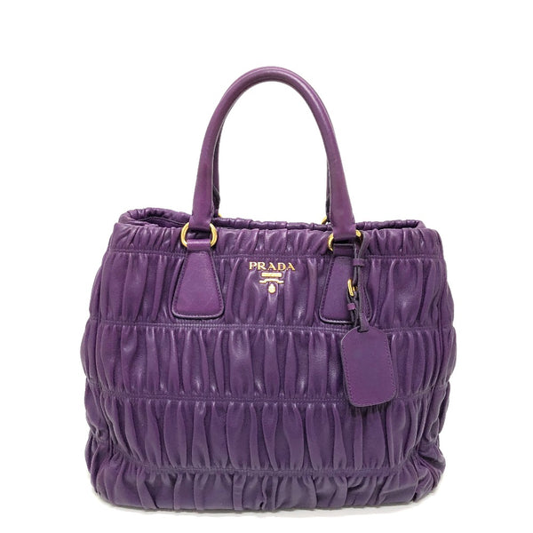 PRADA Handbag Bag Tote Bag logo Gathered leather BN2394 purple Women Used Authentic