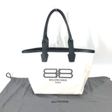 BALENCIAGA Tote Bag 692068 Canvas / leather white By color jumbo logo small Women Used Authentic