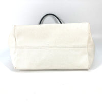 BALENCIAGA Tote Bag 692068 Canvas / leather white By color jumbo logo small Women Used Authentic
