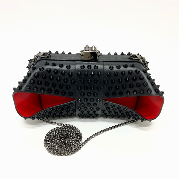 Christian Louboutin Clutch bag 2WAY bag Spike studs Pochette leather black Women Used Authentic