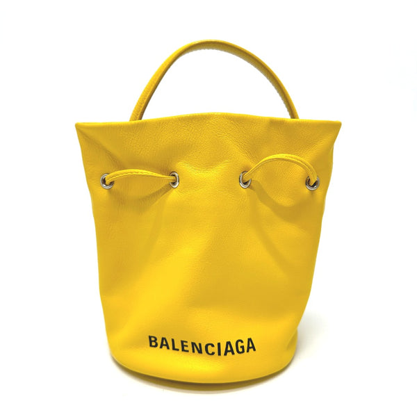 BALENCIAGA Shoulder Bag 2WAY handbag bag Bucket bag EVERYDAY drawstring leather 638342 yellow Women Used Authentic
