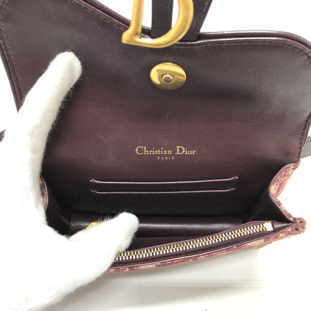 Christian Dior Sling bag Canvas leather Bordeaux Trotter SADDLE belt pouch Women Used Authentic