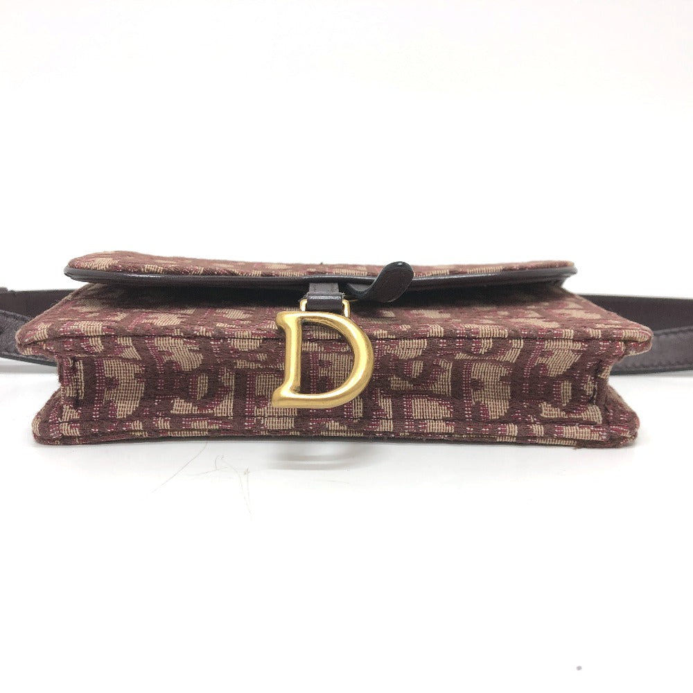 Christian Dior Sling bag Canvas leather Bordeaux Trotter SADDLE belt pouch Women Used Authentic