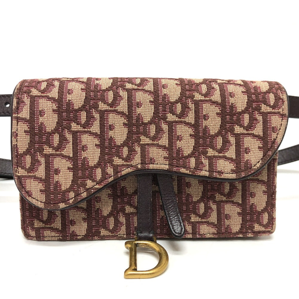 Christian Dior Sling bag Canvas leather Bordeaux Trotter SADDLE belt pouch Women Used Authentic