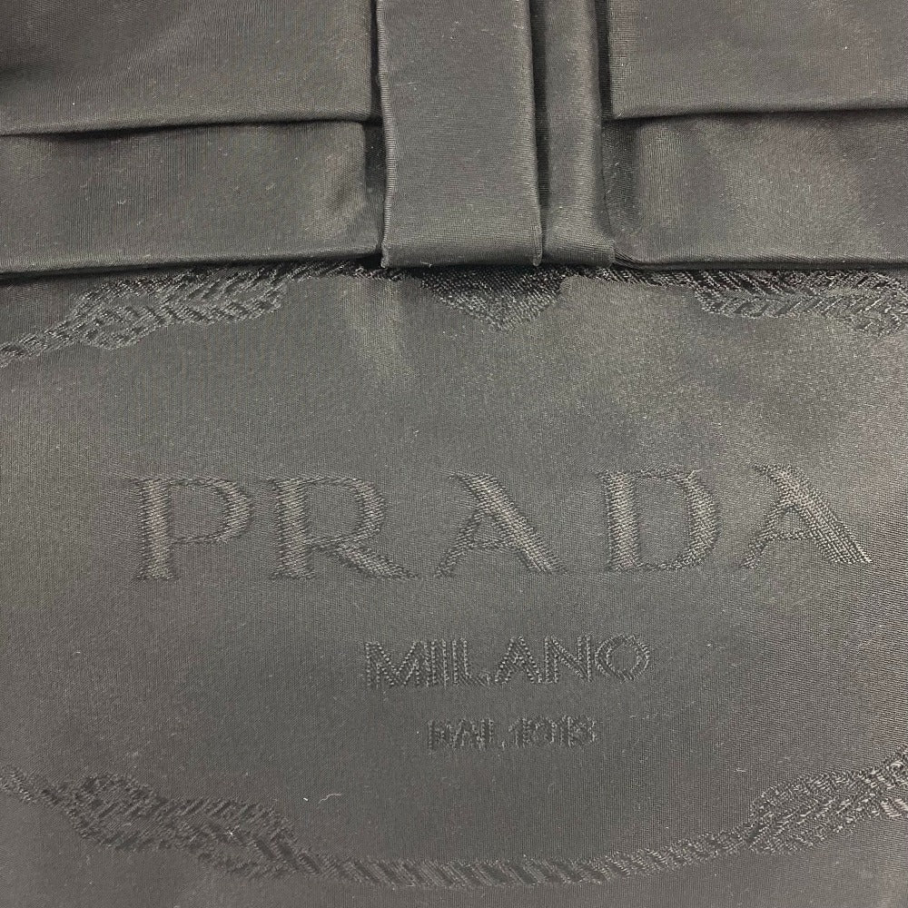 PRADA Tote Bag 1BG068 Nylon / leather black Triangle logo plate ribbon Women Used Authentic