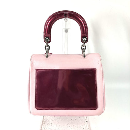 Dior Handbag Leather / enamel Metallic pink Beadior Women Used Authentic