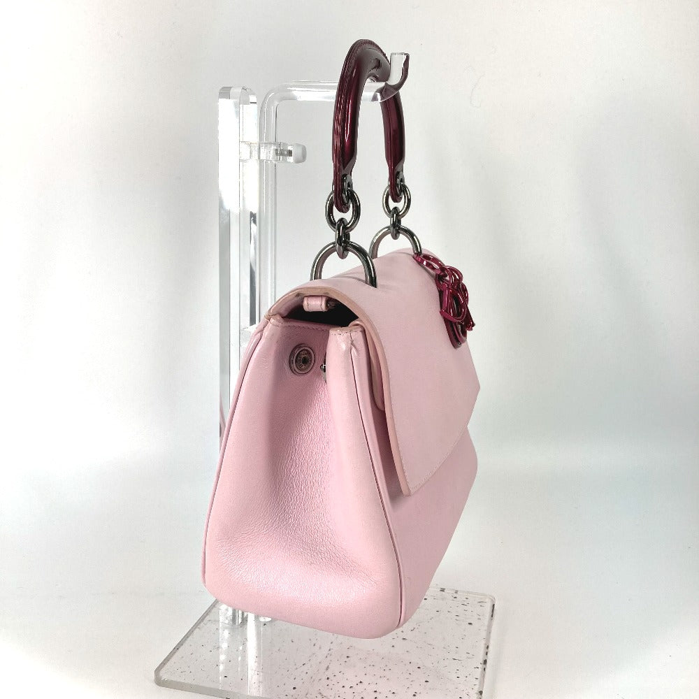 Dior Handbag Leather / enamel Metallic pink Beadior Women Used Authentic