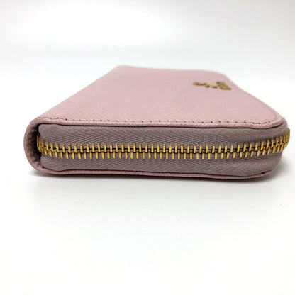 PRADA Long Wallet Purse 1ML506 saffiano leather pink logo Zippy wallet Women Used Authentic